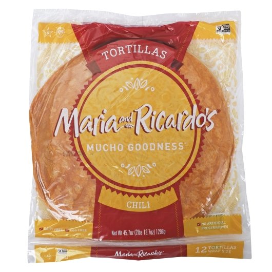 Maria and Ricardos Vegan Chile Flour Tortillas, 10 x 12 each Case - DOT product image 2