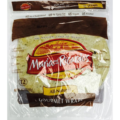Maria & Ricardos 12 Inch Garlic & Herb Flour Tortillas, 10 x 12 each Case - Breads, Rolls & Buns