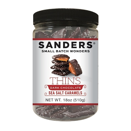 Sanders Dark Chocolate Sea Salt Caramel Thins Tub, 6 x 18 oz Case - Candy & Confections - image 2