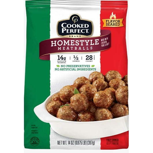 Cooked Perfect Homestyle Meatballs 0.5 Oz, 12 x 14 oz Case - Frozen Meat & Seafood