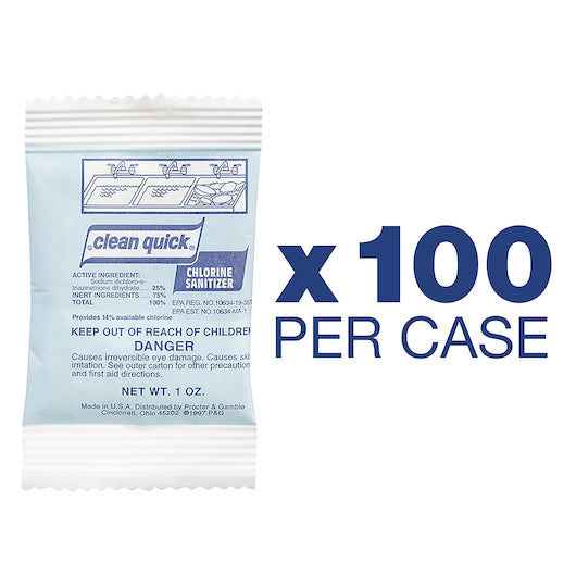 Clean Quick Professional Chlorine Sanitizer Concentrate Powder Packets, 100 x 1 oz Case - DOT product image 3