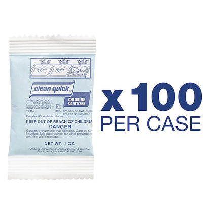 Clean Quick Professional Chlorine Sanitizer Concentrate Powder Packets, 100 x 1 oz Case - DOT product image 3