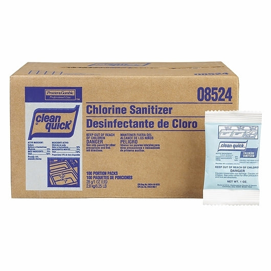Clean Quick Professional Chlorine Sanitizer Concentrate Powder Packets, 100 x 1 oz Case - DOT product image 2