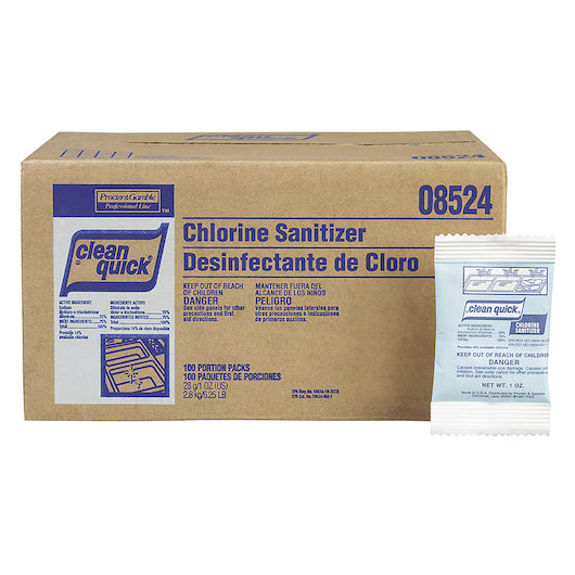 Clean Quick Professional Chlorine Sanitizer Concentrate Powder Packets, 100 x 1 oz Case - DOT product image 5