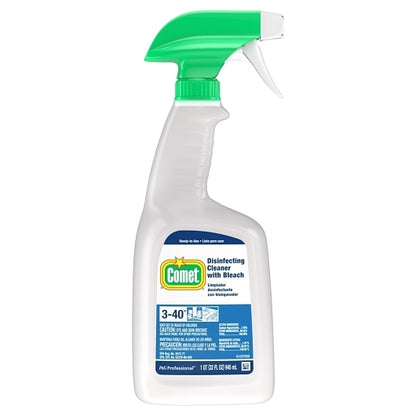 Comet Professional Disinfecting Spray CLEANER WITH BLEACH ready to use bottle, 8 x 32 oz Case - Front/center packaged product image