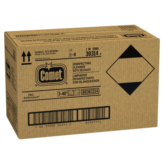 Comet Professional Disinfecting Spray CLEANER WITH BLEACH ready to use bottle, 8 x 32 oz Case - Alternate product angle or state
