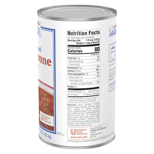 LeGout International Minestrone Soup, 12 x 3 lb Case - DOT product image 6