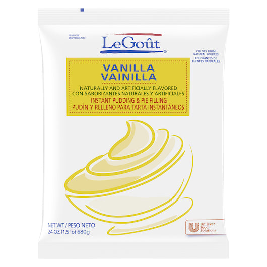 LeGout Vanilla Flavored Instant Pudding Mix, 12 x 24 oz Case - Spices Seasonings