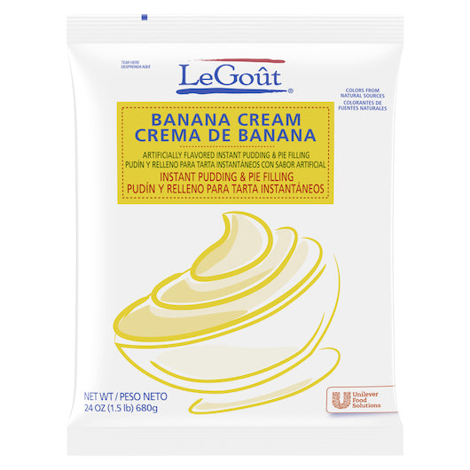 LeGout Banana Cream Flavored Instant Pudding Mix & Pie Filling, 12 x 24 oz Case - Spices Seasonings