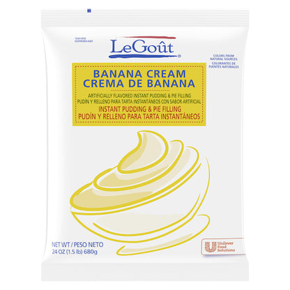 LeGout Banana Cream Flavored Instant Pudding Mix & Pie Filling, 12 x 24 oz Case - Spices Seasonings