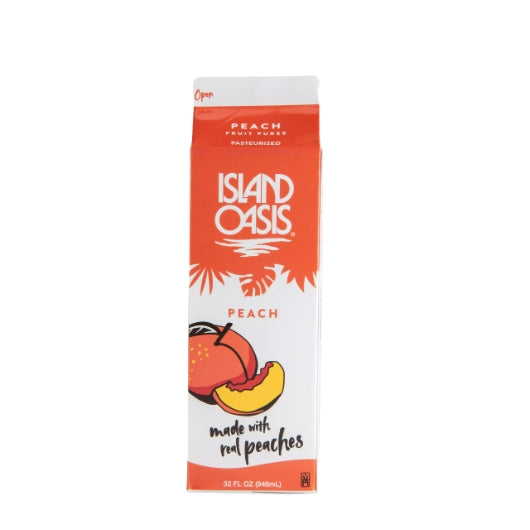 Island Oasis Peach Beverage Mix, 12 x 32 fl oz Case - Frozen Fruit