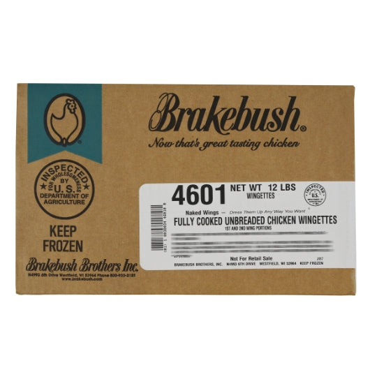 Brakebush Naked Wings Fully Cooked Bone-In Unbreaded Chicken Wings 1St & 2Nd Sections Jumbo Avg. 6-9 Pcs/Lb., 2 x 6 lb - DOT product image 4