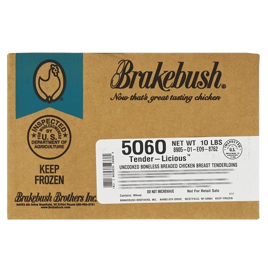 Brakebush Boneless Original Par-Fried Skinless Breaded Chicken Tenderloins Sized, 2 x 5 lb Case - DOT product image 4