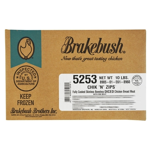 Brakebush Chik'N'Zips Fully Cooked 1/2" Diced Chicken Breast, 2 x 5 lb Case - DOT product image 5