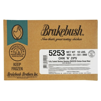 Brakebush Chik'N'Zips Fully Cooked 1/2" Diced Chicken Breast, 2 x 5 lb Case - DOT product image 5