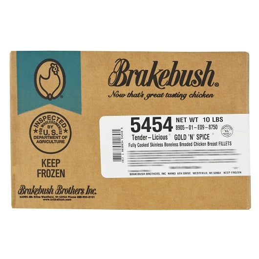 Brakebush Gold'N'Spice Fully Cooked Breaded Chicken Breast Filets 4 Oz. Avg., 2 x 5 lb Case - DOT product image 4