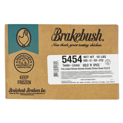 Brakebush Gold'N'Spice Fully Cooked Breaded Chicken Breast Filets 4 Oz. Avg., 2 x 5 lb Case - DOT product image 4
