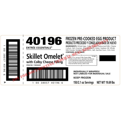 Sunny Fresh Colby Cheese Omelet Individually Wrapped, 1 x 150 x 2.1 oz Case - Cheese & Dairy