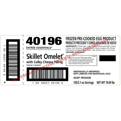 Sunny Fresh COLBY CHEESE OMELET INDIVIDUALLY WRAPPED, 1 x 150 x 2.1 oz Case - DOT product image 2