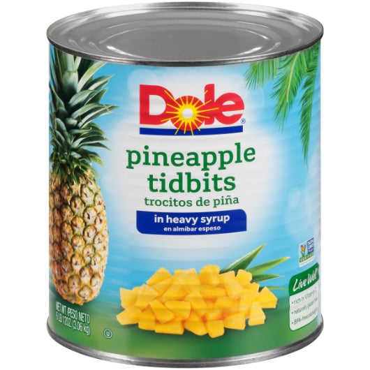 Dole Fancy Pineapple Tidbits In Heavy Syrup, 6 x 106 oz Case - Dried Fruit & Fruit Snacks