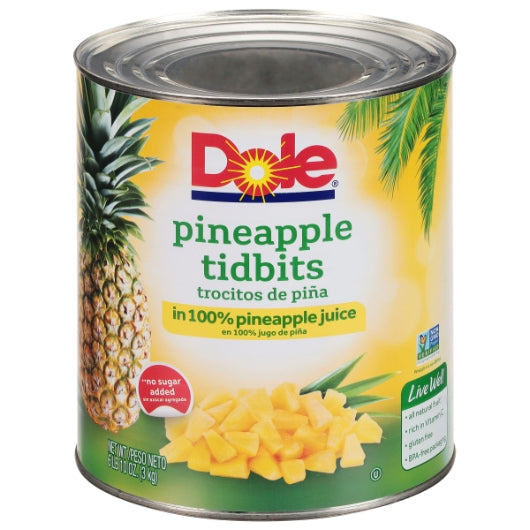 Dole Choice Pineapple Tidbits In Juice, 6 x 106 oz Case - Dried Fruit & Fruit Snacks