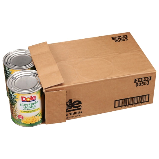 Dole Choice Pineapple Tidbits In Juice, 6 x 106 oz Case - DOT product image 3