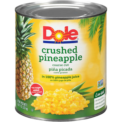 Dole Pineapple Crushed in Juice, 6 x 106 oz Case - Dried Fruit & Fruit Snacks