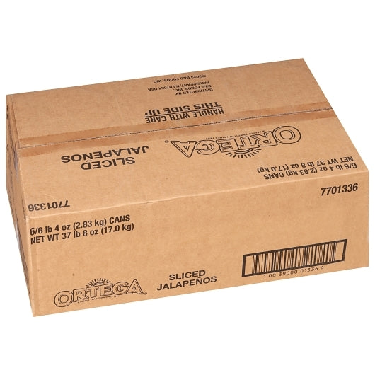 Ortega Sliced Jalapenos, 6 x 96 oz Case - GS1 closed shipping case image