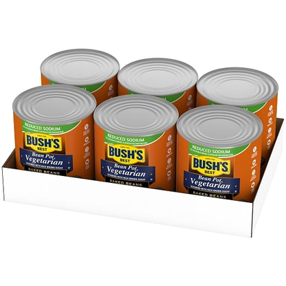Bushs Best Bean Reduced Sodium Pot Vegetarian Baked Beans Beans, 6 x 115 oz Case - GS1 open-case image