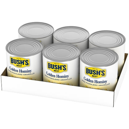 Bushs Best Golden Hominy, 6 x 108 oz Case - GS1 open-case image