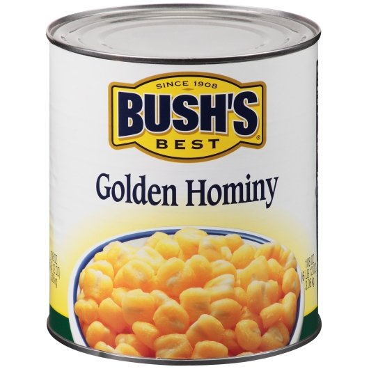 Bushs Best Golden Hominy, 6 x 108 oz Case - GS1 inner-pack image