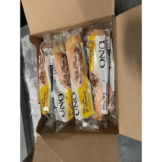 Uno Foods INDIVIDUAL STEAK & CHEESE CALZONE, 8 x 6 oz Case - GS1 open-case image