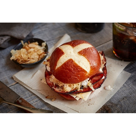 Wholesome Harvest Round 4 Inch Sliced Round Pretzel Bun, 12 x 6 x 12 ct Case - DOT product image 3
