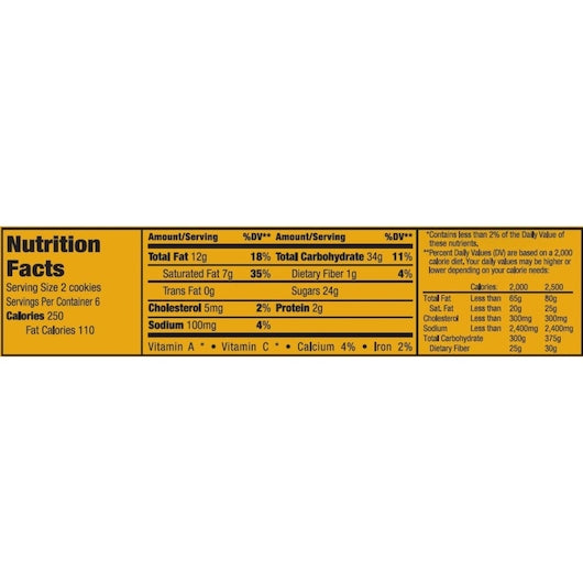 Twix Caramel, 12 x 6 x 1.79 oz Case - Nutrition facts label