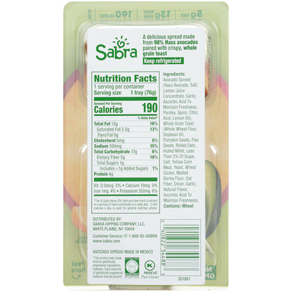 Sabra AVOCADO SPREAD WITH TOAST, 8 x 2.7 oz Case - DOT product image 2