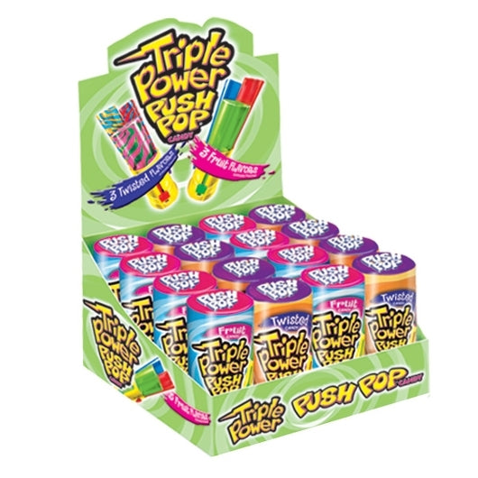 Push Pop Triple Power Push Fruit Flavored Candy, 12 x 16 x 1.2 oz Case - Candy & Confections