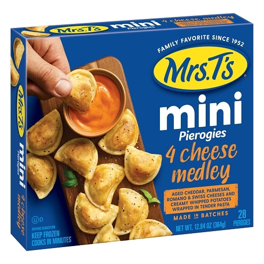 Mrs Ts Four Mini Four Cheese Medley Potato Pierogies, 12 x 12.84 oz Case - Frozen Potatoes Sides