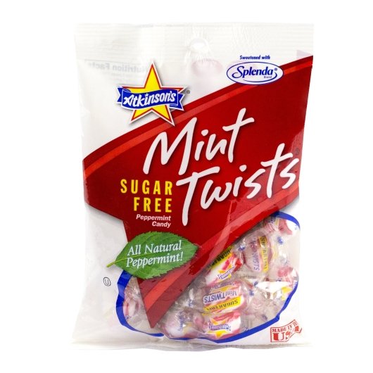 Mint Twist - Candy Mini Twists Peg Bag Sugar Free, 12 x 3.75 oz Case - Candy & Confections
