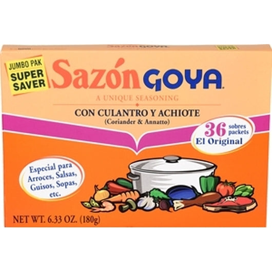Goya Sazon Coriander & Annatto Jumbo Pack, 15 x 6.33 oz Case - Spices Seasonings