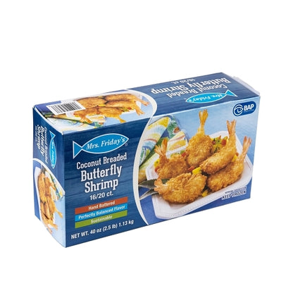 King and Prince Coconut Breaded Butterfly Shrimp 16-20, 4 x 2.5 lb Case - Frozen Meat & Seafood