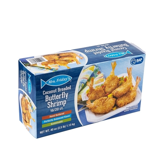 King and Prince Coconut Breaded Butterfly Shrimp 16-20, 4 x 2.5 lb Case - Frozen Meat & Seafood
