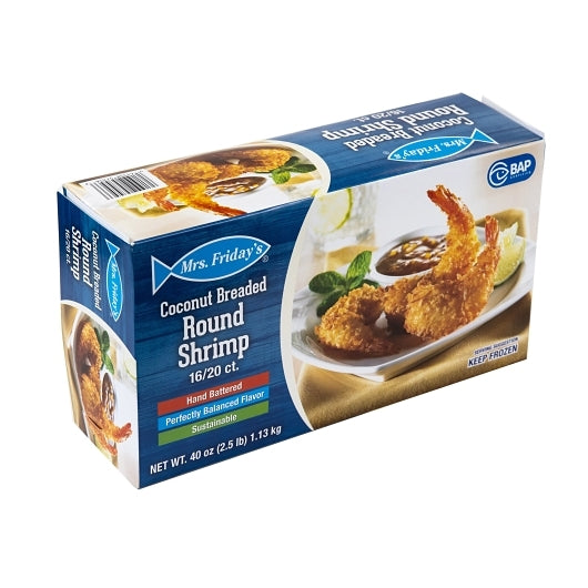 King and Prince Coconut Breaded Round Shrimp, 4 x 2.5 lb Case - Frozen Meat & Seafood