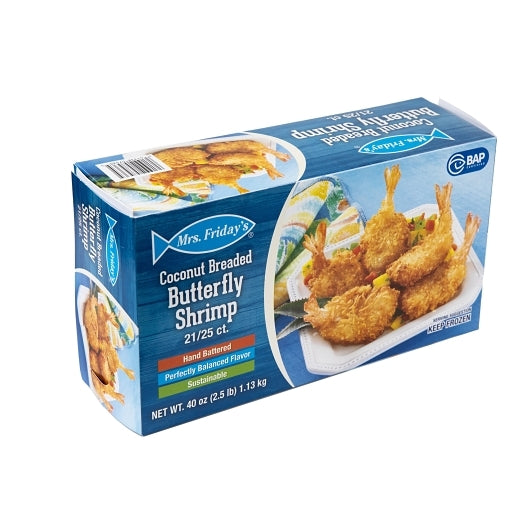 King And Prince Coconut Breaded Butterfly Shrimp 21-25, 4 x 2.5 lb Case - Frozen Meat & Seafood