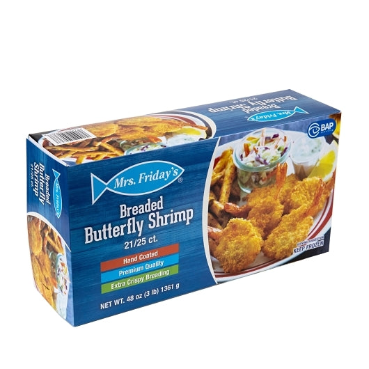 King And Prince Breaded Butterfly Shrimp 21-25, 4 x 3 lb Case - Frozen Meat & Seafood
