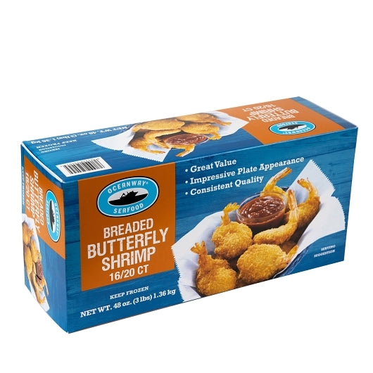 Oceanway Breaded Butterfly Shrimp, 4 x 3 lb Case - Frozen Meat & Seafood