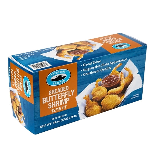 Ocean Way Shrimp Butterfly 12-15, 4 x 3 lb Case - Frozen Meat & Seafood