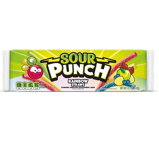 Sour Punch Rainbow Straws Gummy Candy, 24 x 4.5 oz Case - DOT product image 2