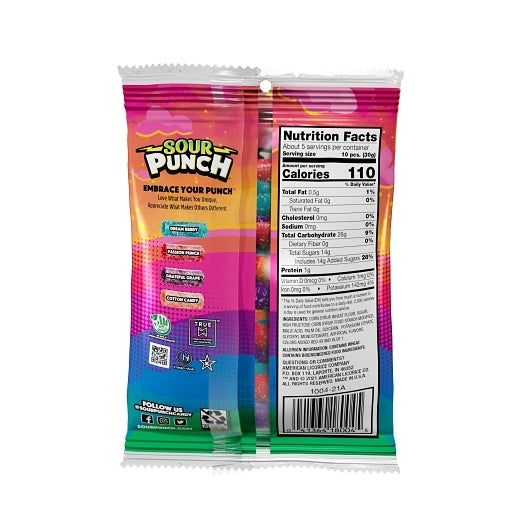Sour Punch Dream Berry Sweet Bites Gummy Candy, 12 x 5 oz Case - DOT product image 3