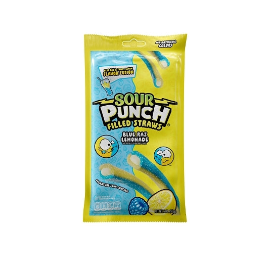 Sour Punch Blue Raspberry-Lemonade Filled Straws, 12 x 5 oz Case - Candy & Confections - image 2