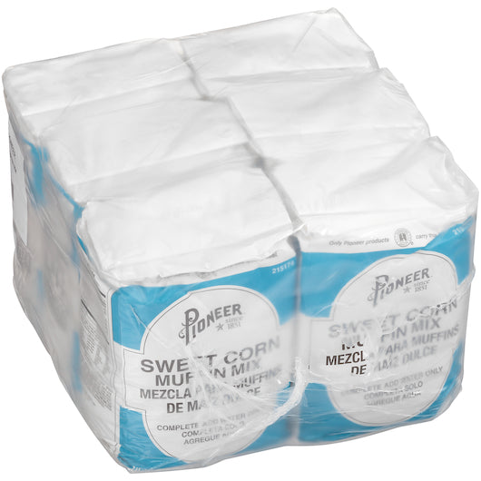 Pioneer Sweet Corn Muffin Mix, 6 x 5 lb Case - GS1 closed shipping case image